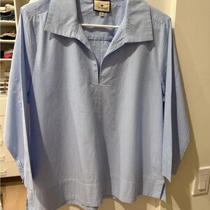Tuckernuck Blue Striped Sullivan Stand Collar Shirt